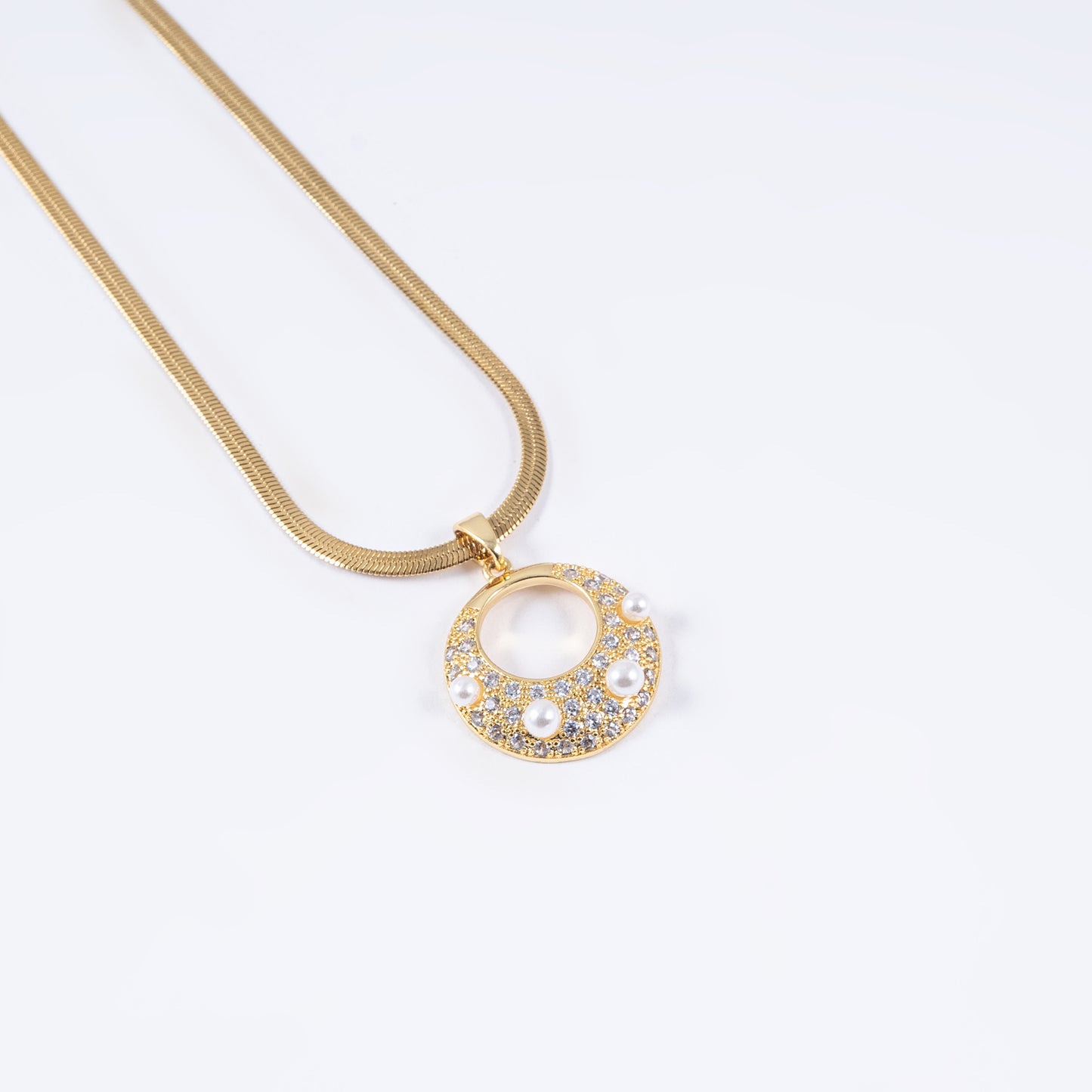 Small Pearl & Stone Pendant with Chain