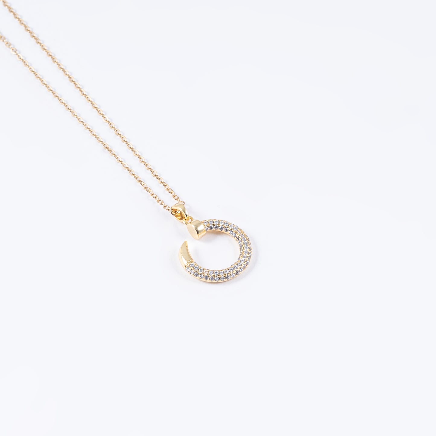 Cresent Moon Shaped Pendant with Stones with a Chain