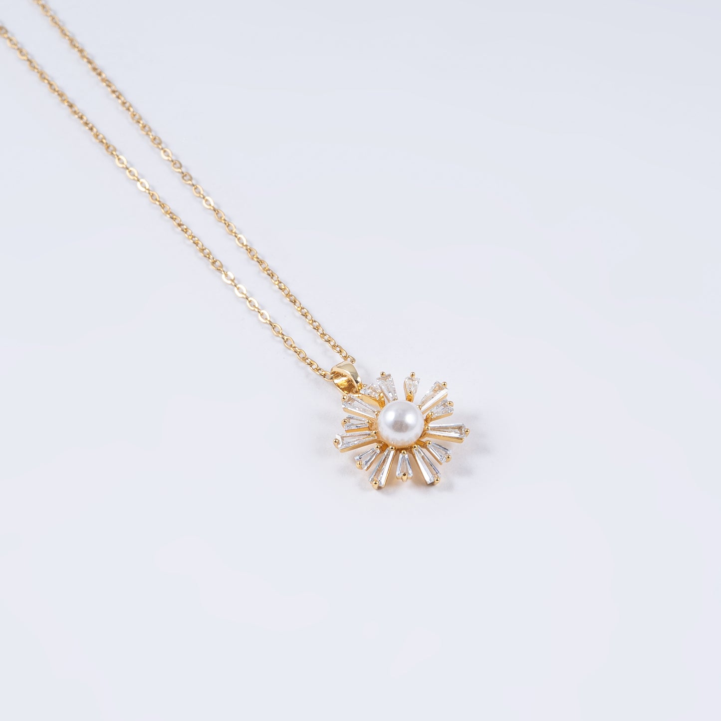 Baguette and Stone Pendant Chain