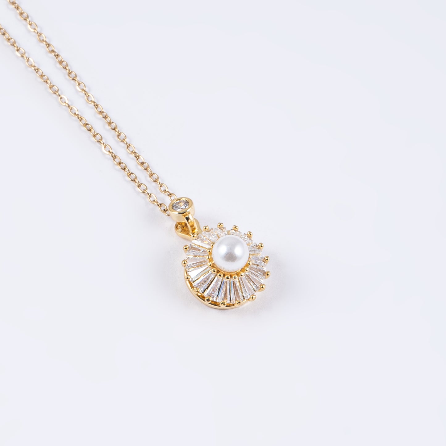 Baguette and Stone Pendant Chain