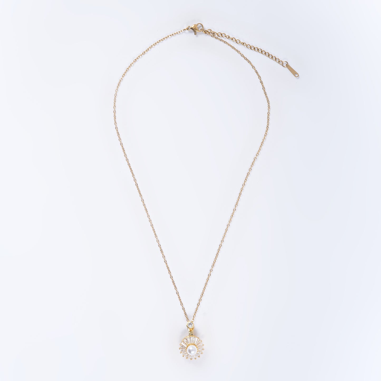 Baguette and Stone Pendant Chain