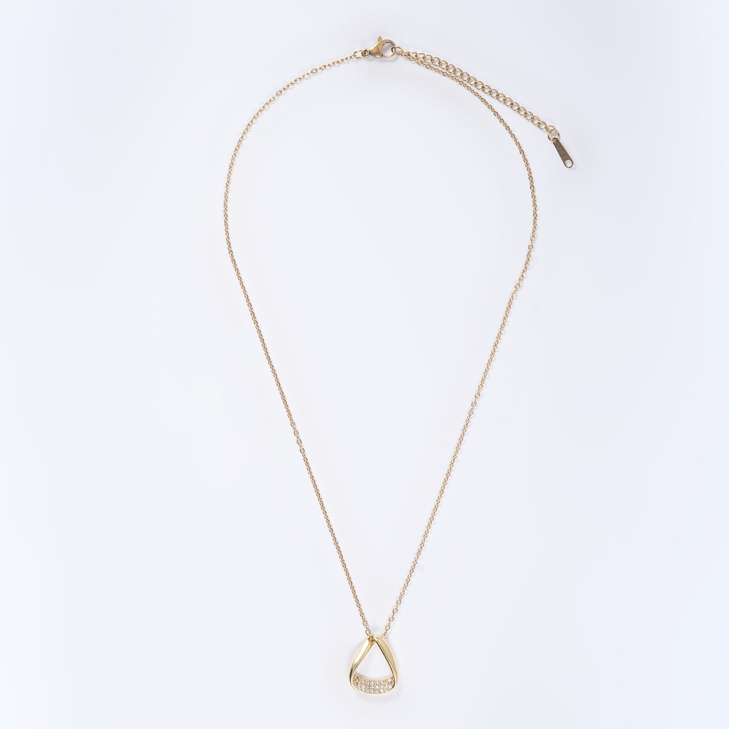 Triangle Pendant in Small Stones with a Chain