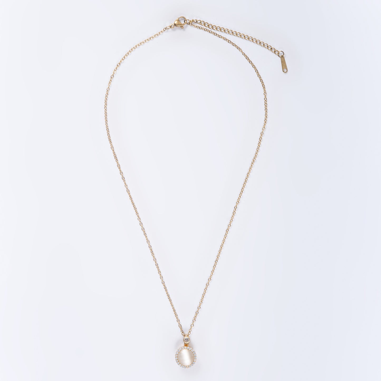 Milky Pearl & Stones Pendant with Chain