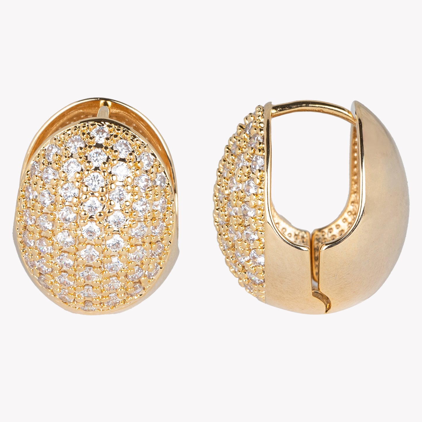 Round Gold Earrings with Stones