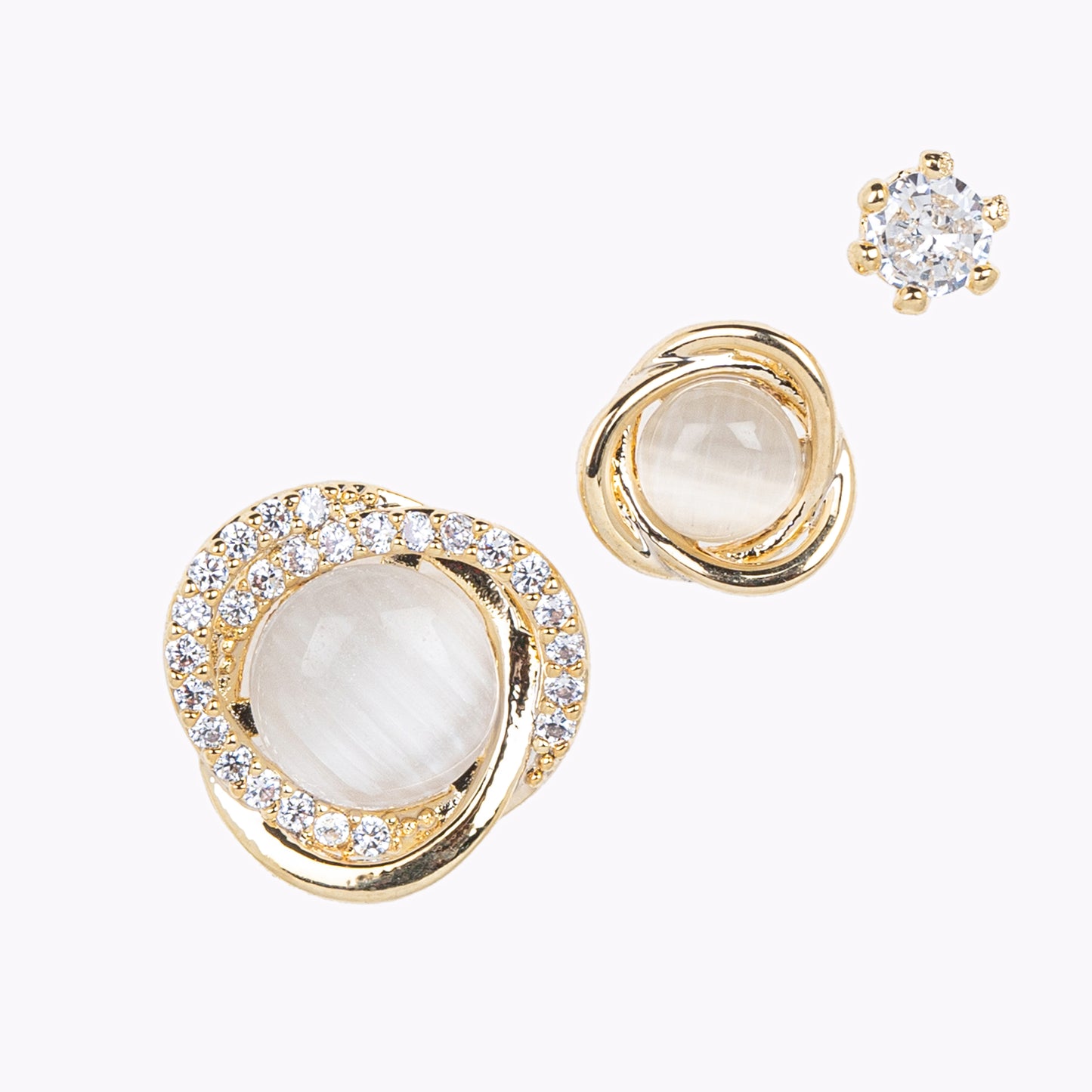 Set of 3 Pair Pearl and Stone Earrings