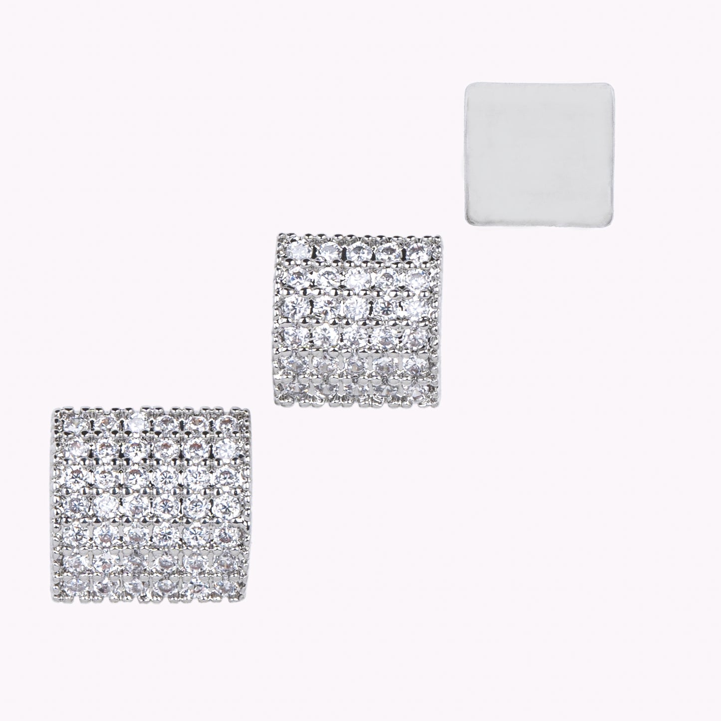 Set of 3 Square Enamel & Stone Earrings