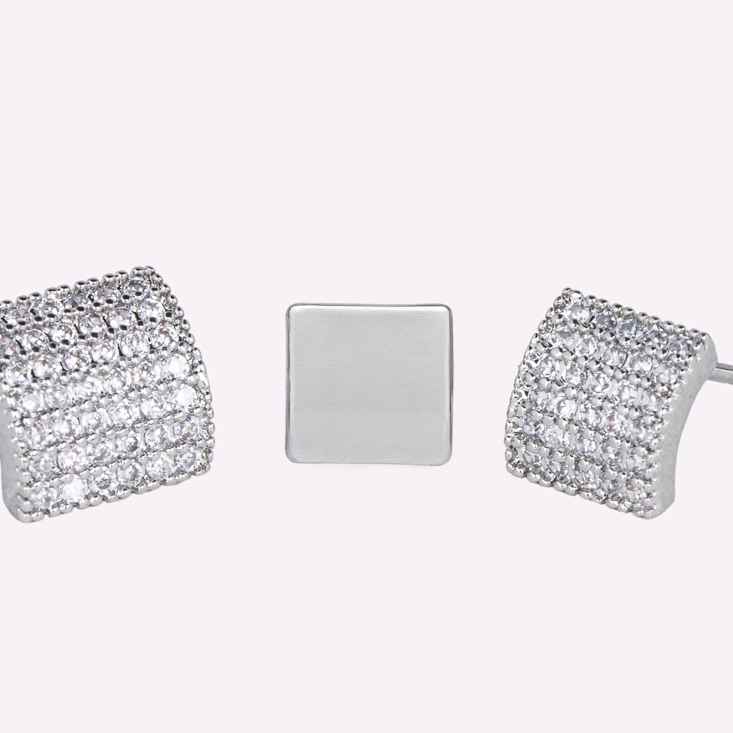 Set of 3 Square Enamel & Stone Earrings