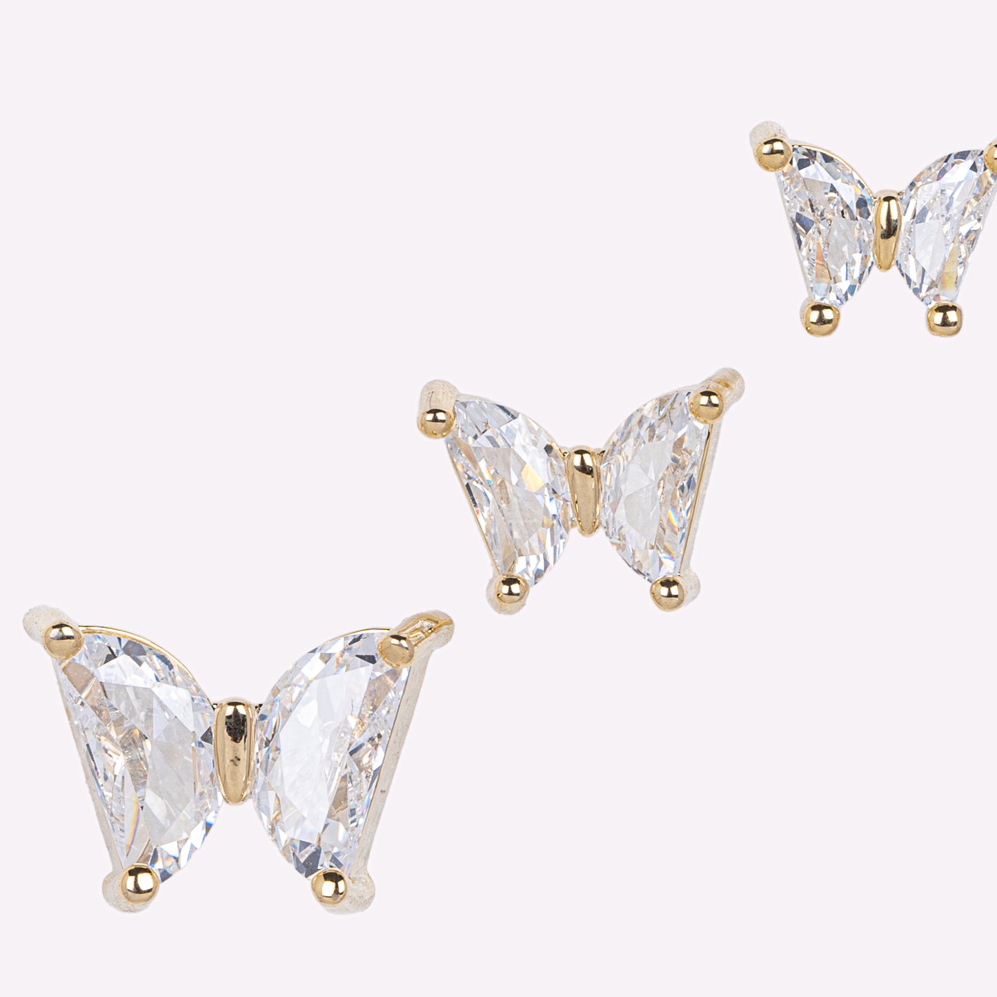 Set of Three Pair Butterfly Stone Earrings