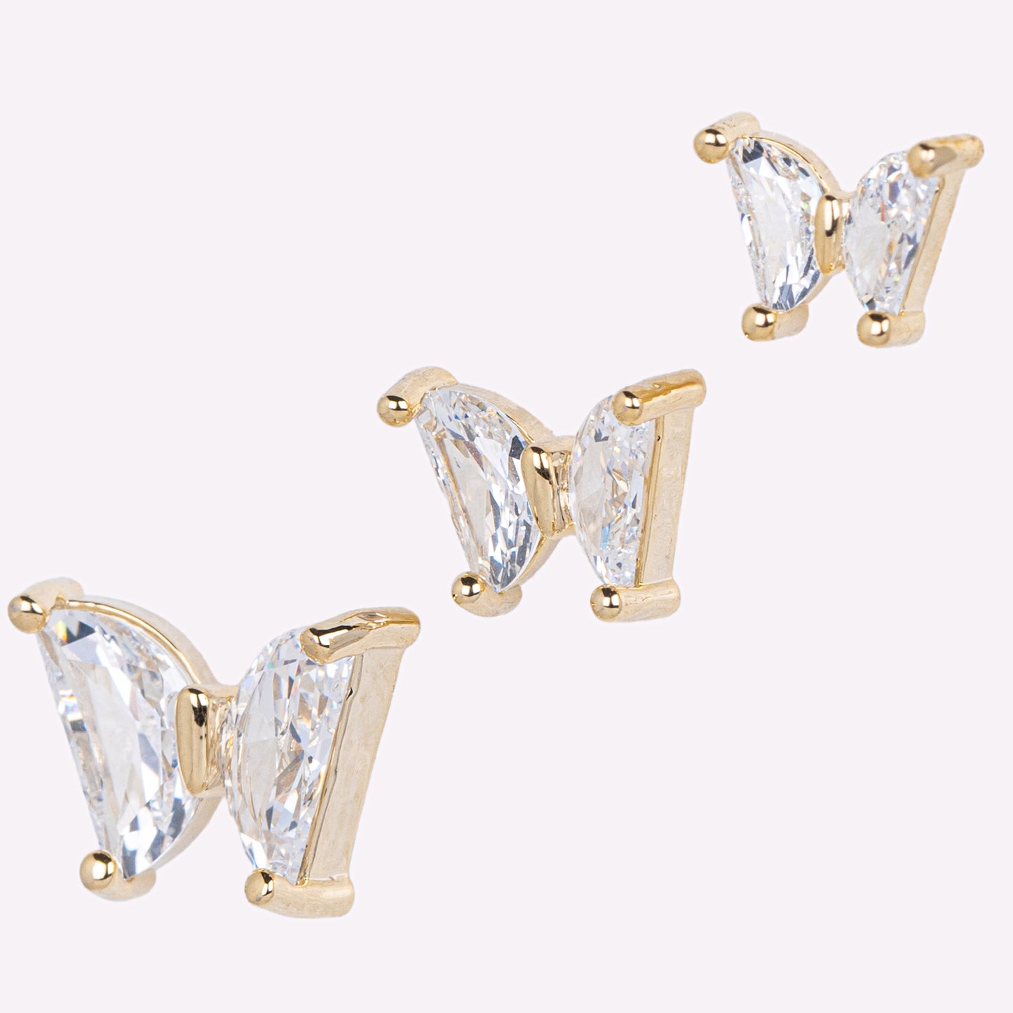 Set of Three Pair Butterfly Stone Earrings