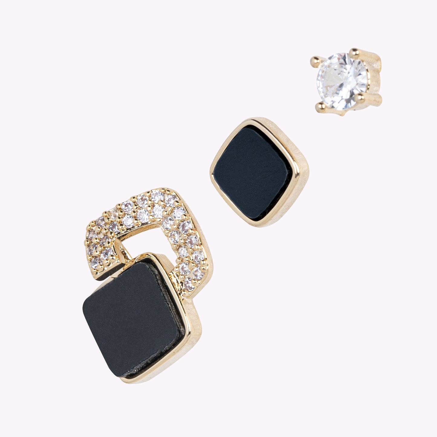 Set of 3 Pair Enamel and Stone Earrings