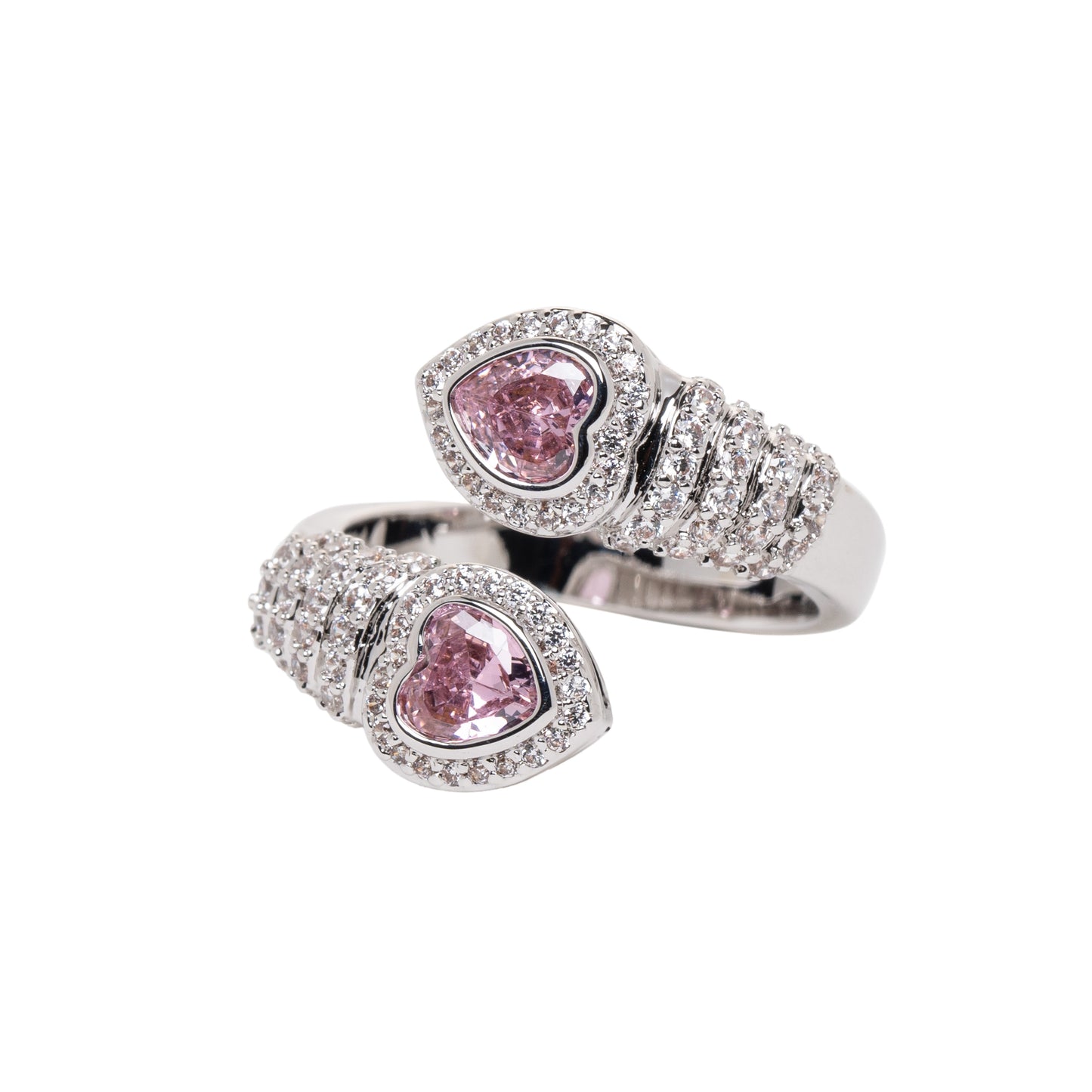 Two Pink Hearts Ring