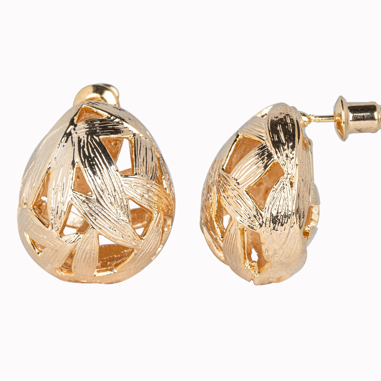 Gold Tone Wicker Earrings
