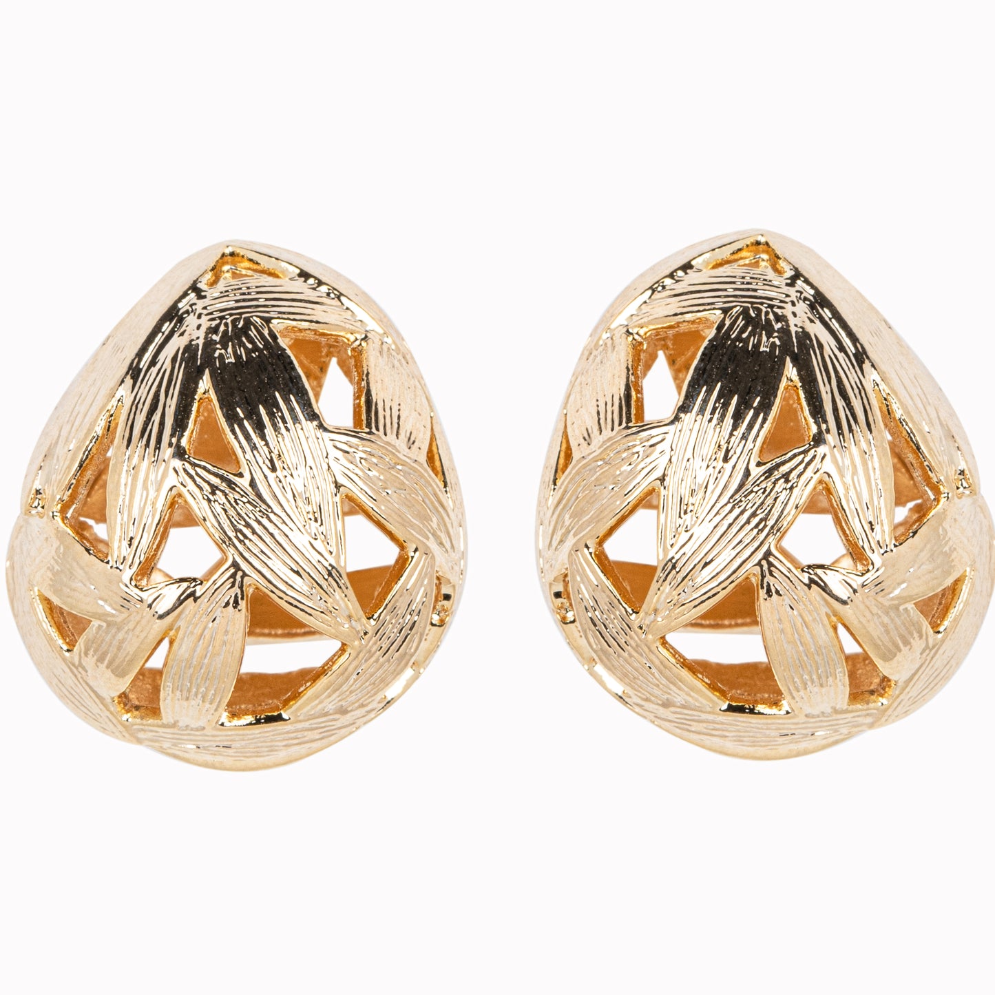 Gold Tone Wicker Earrings