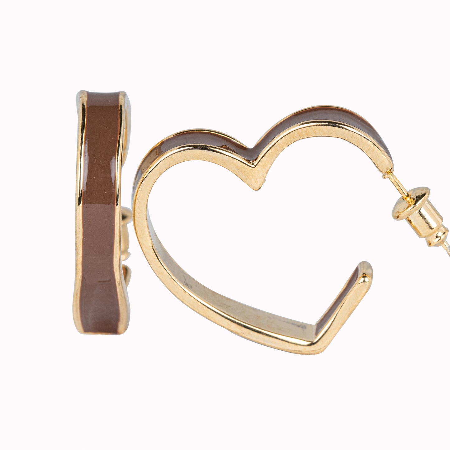 Heart Shaped Hoops with Red Enamel