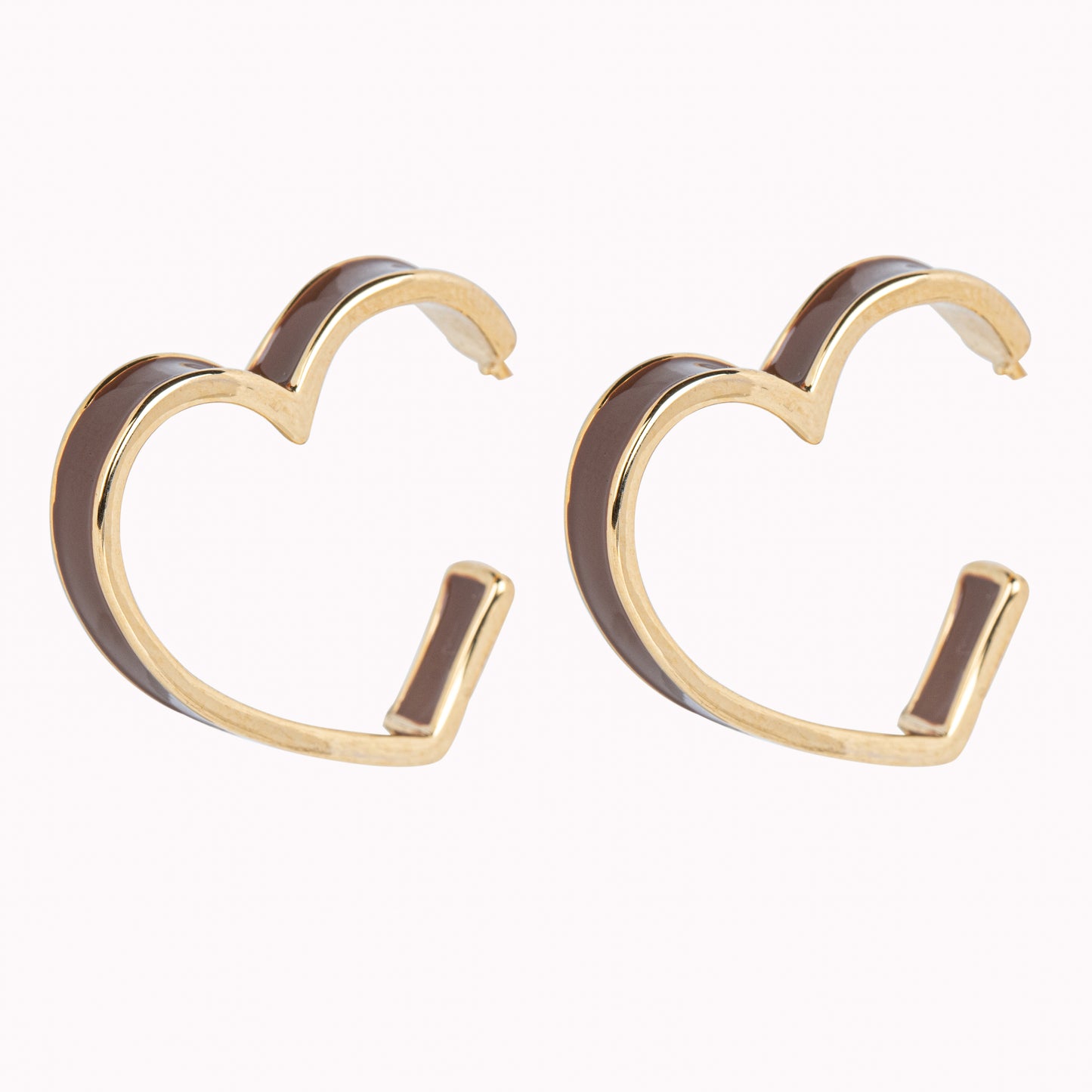 Heart Shaped Hoops with Red Enamel