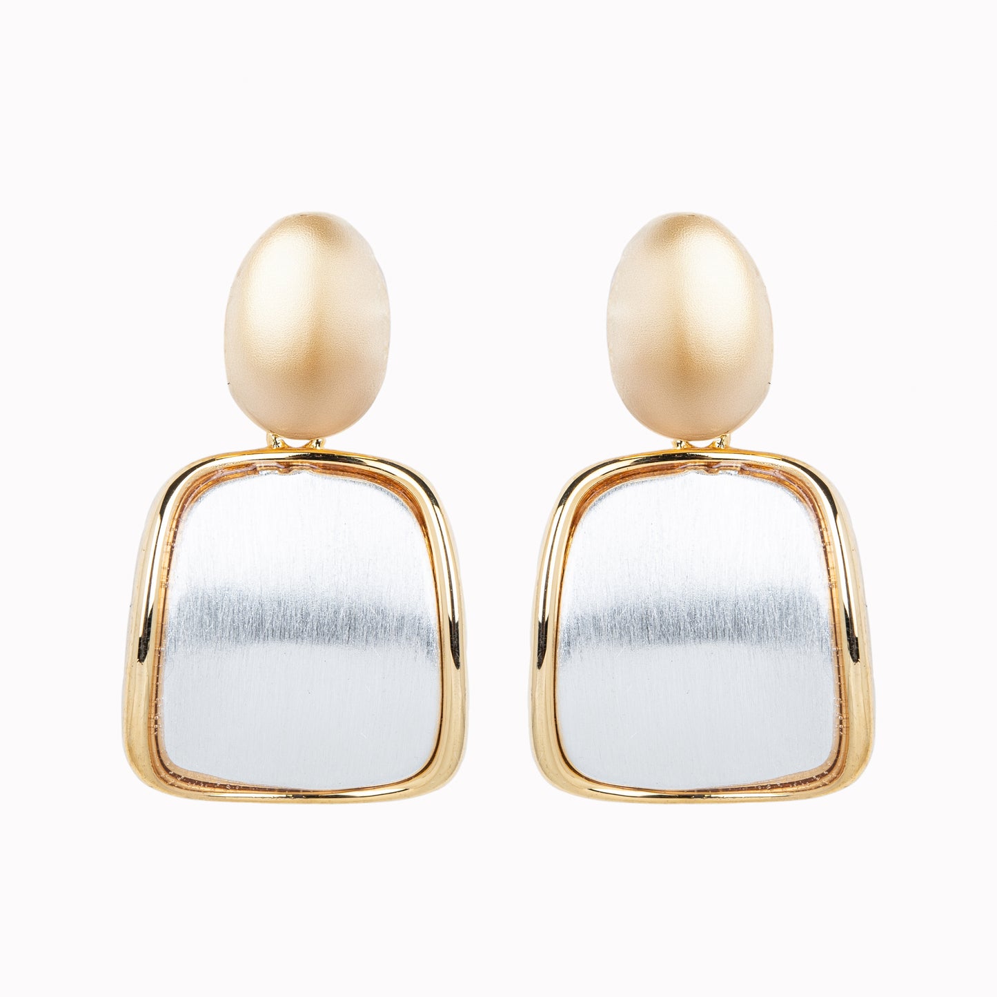 White Gold and Gold Tone Hanging Earrings