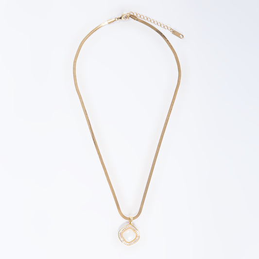Onyx & Stone Rombus Shaped Pendant with a Chain