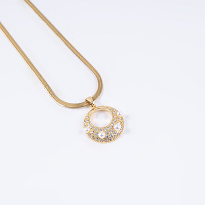 Small Pearl & Stone Pendant with Chain