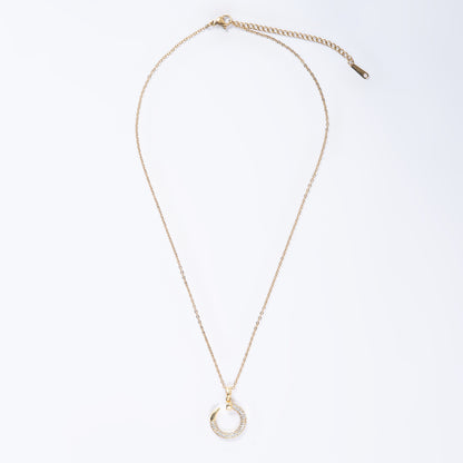 Cresent Moon Shaped Pendant with Stones with a Chain