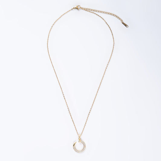 Cresent Moon Shaped Pendant with Stones with a Chain