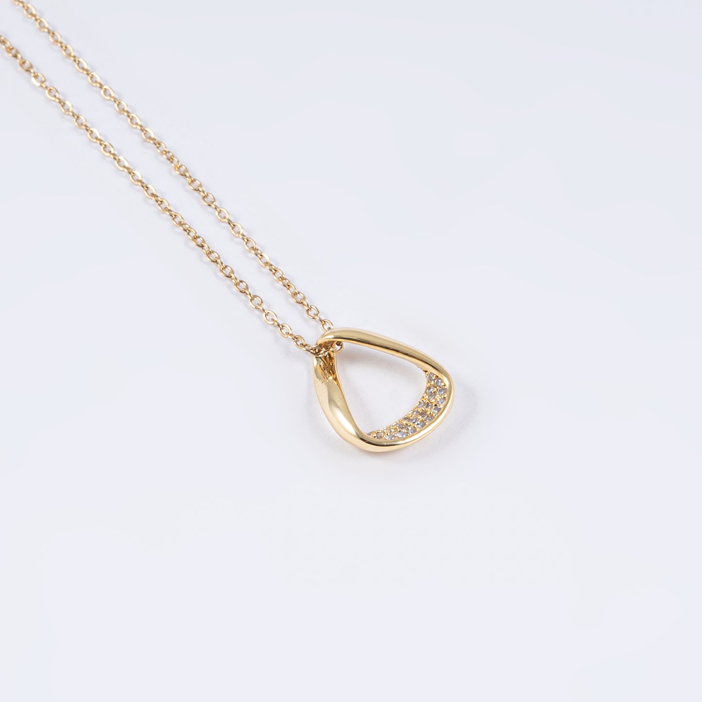 Triangle Pendant in Small Stones with a Chain
