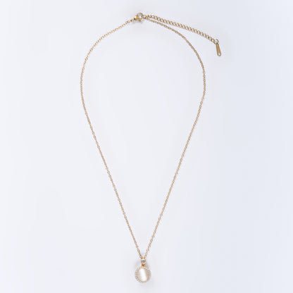 Milky Pearl & Stones Pendant with Chain