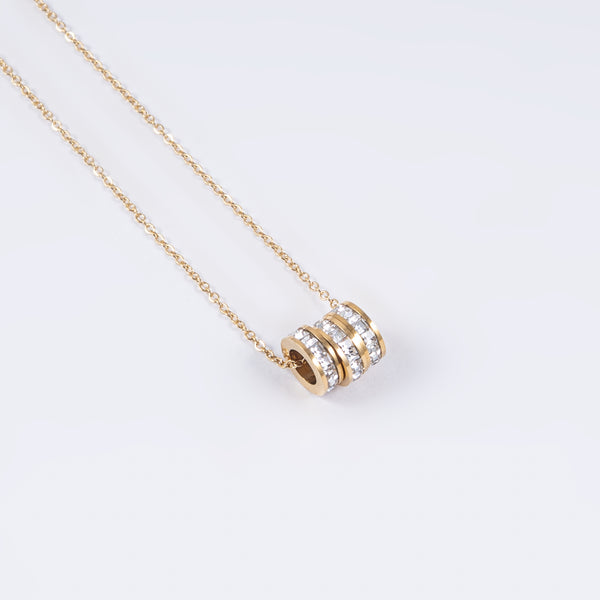 Three Ring Pendant in Stone in a Chain