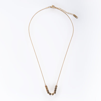 Square Beads in Metal in a Chain