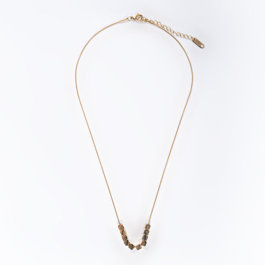 Square Beads in Metal in a Chain
