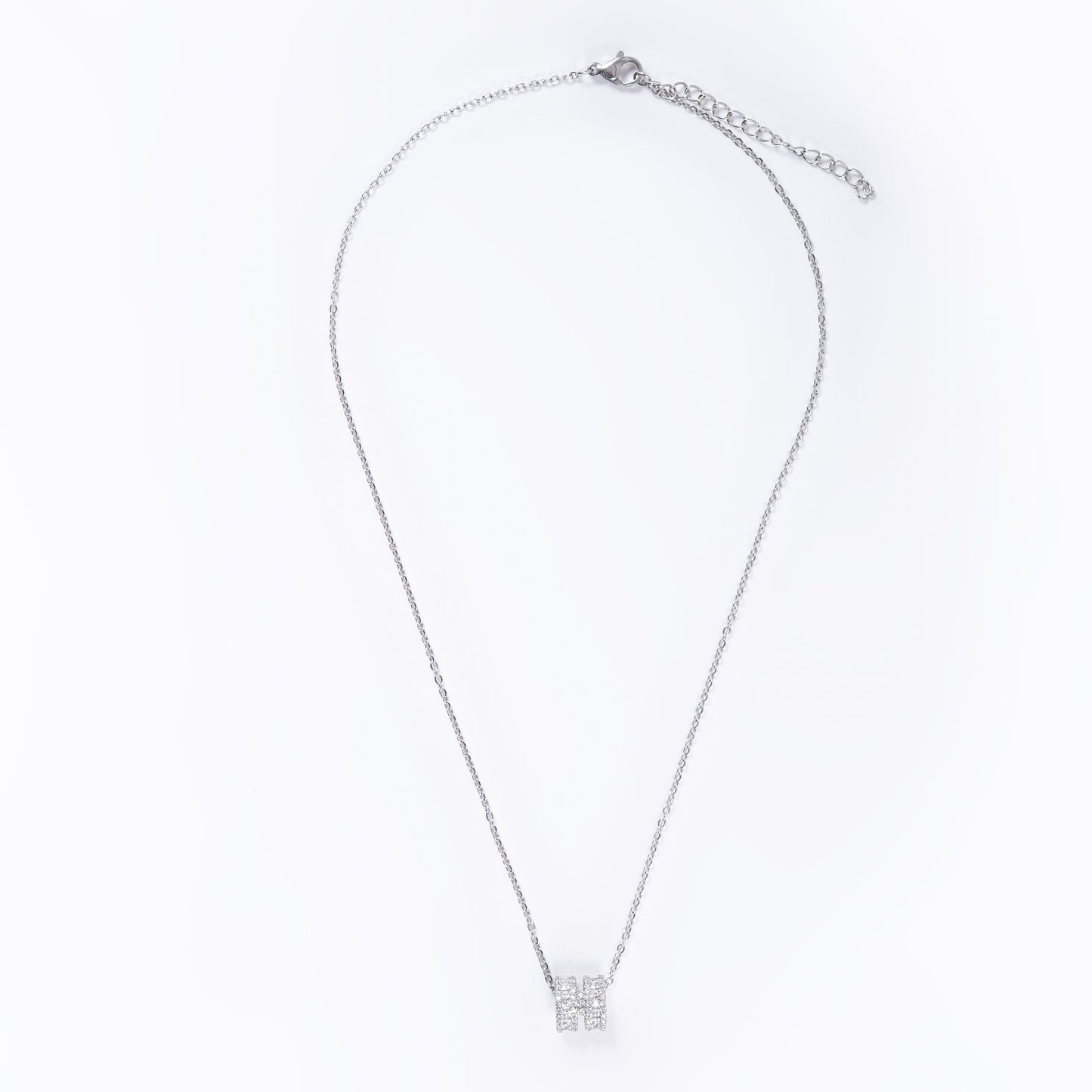 Double Ring pendant in Stone in a Chain