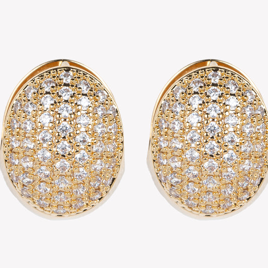 Round Gold Earrings with Stones