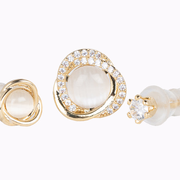 Set of 3 Pair Pearl and Stone Earrings