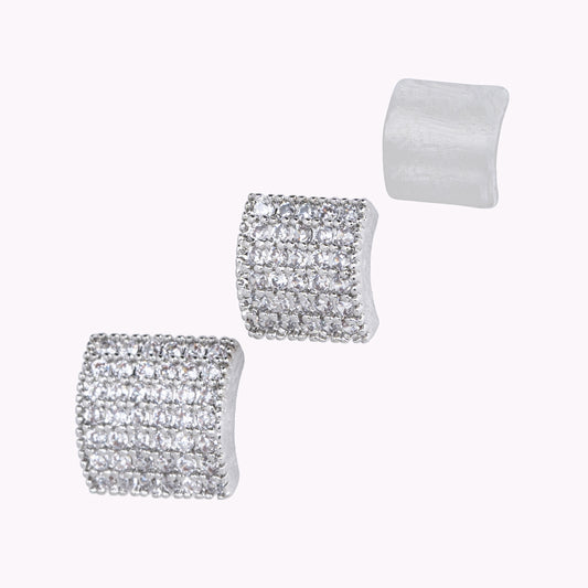 Set of 3 Square Enamel & Stone Earrings
