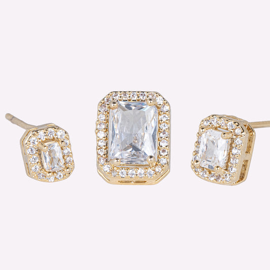 Set of 3 Pair Square Stone Earrings