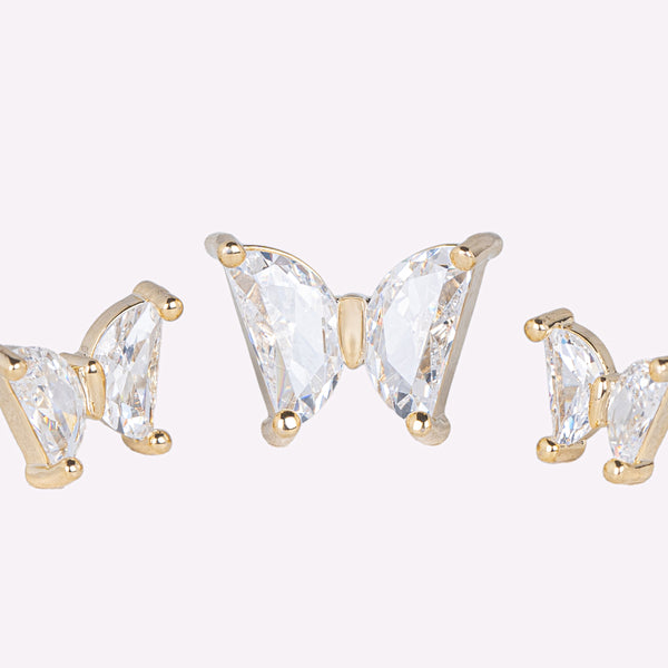 Set of Three Pair Butterfly Stone Earrings