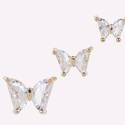 Set of Three Pair Butterfly Stone Earrings