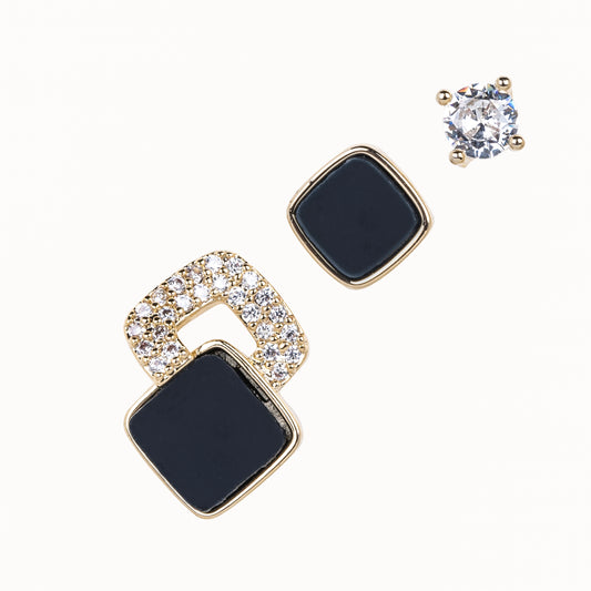 Set of 3 Pair Enamel and Stone Earrings