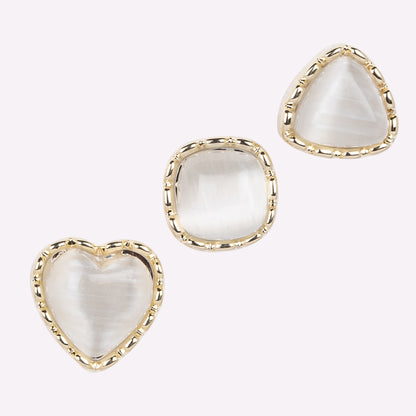 Set of 3 Pair Different Design Opal Earrings