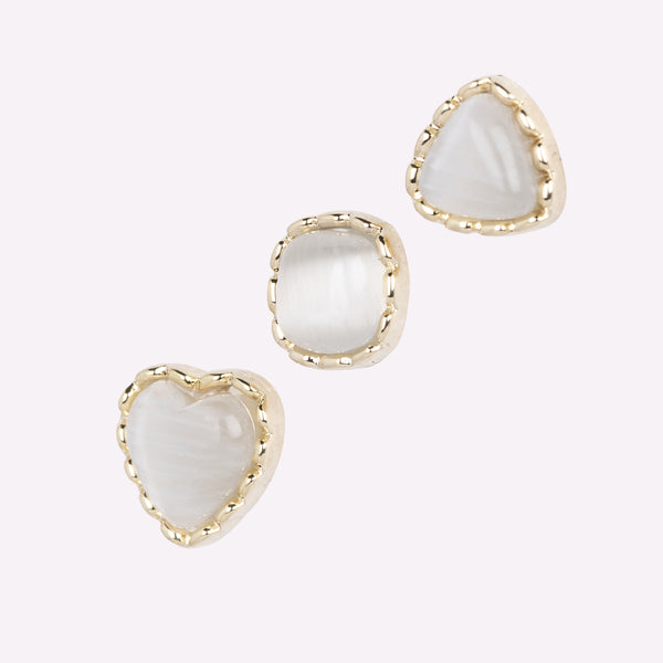 Set of 3 Pair Different Design Opal Earrings