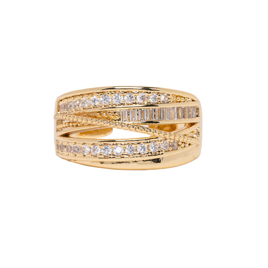 Band with Stones & Baguetts Overlays