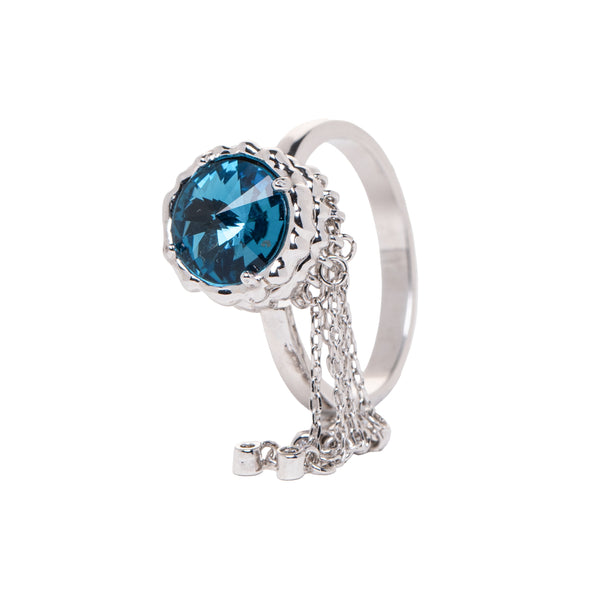 Blue Stone & Chains Ring