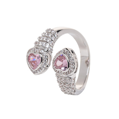 Two Pink Hearts Ring