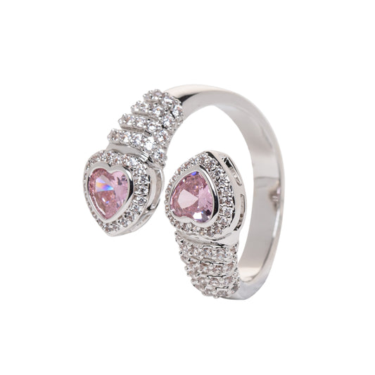 Two Pink Hearts Ring