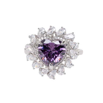 Big Violet Heart Ring