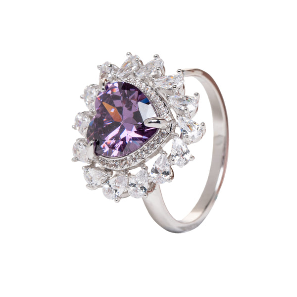 Big Violet Heart Ring