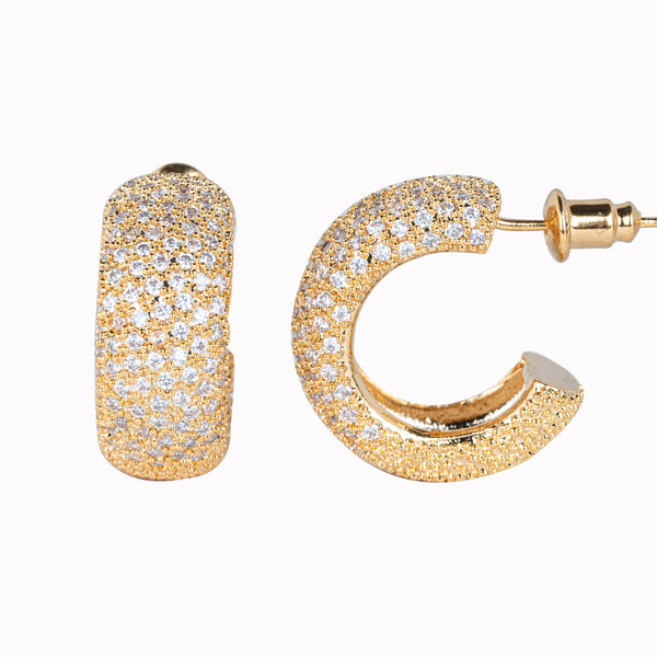 Small Rhinestone Earrings in Gold Tone