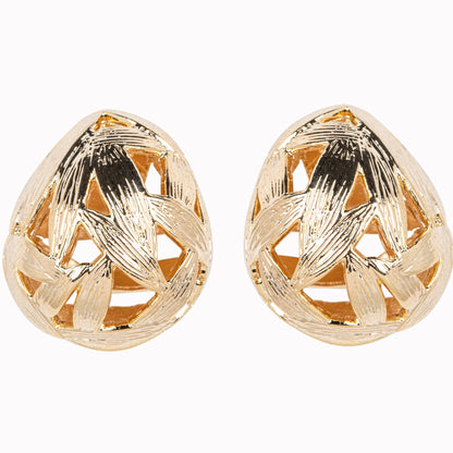 Gold Tone Wicker Earrings