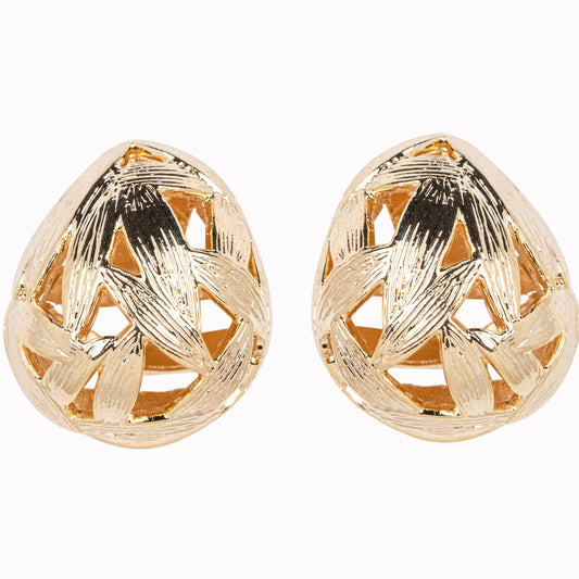 Gold Tone Wicker Earrings
