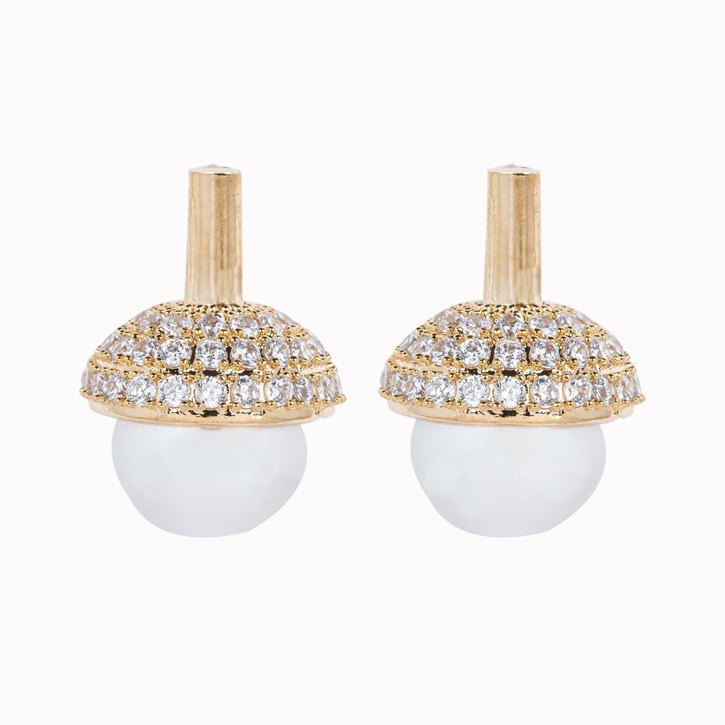 White Pearl and Rhinestone Earrings