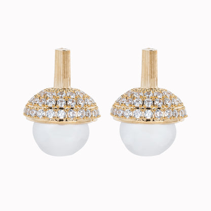White Pearl and Rhinestone Earrings